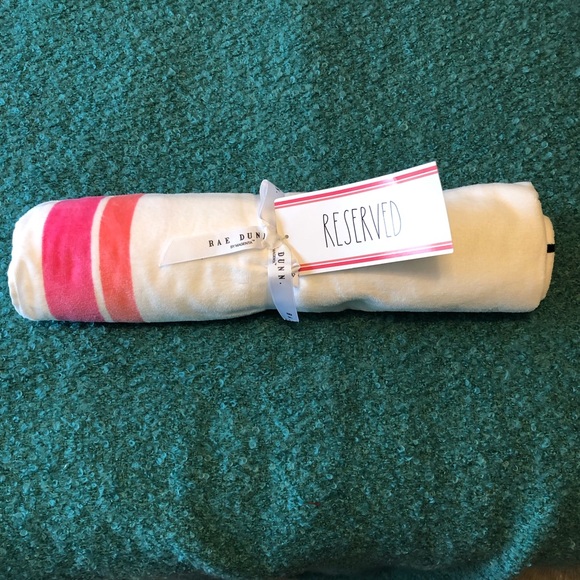 Rae Dunn “RESERVED” Pink Stripe Beach Towel - Picture 6 of 6